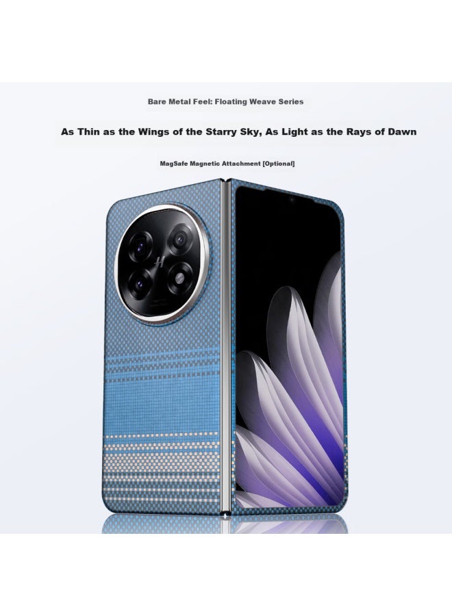 Conga Oppo Find N5 Case Kevlar Aramid Fiber Protective Cover Full Wrap Ultra-thin Drop-proof Dawn Blue Magnetic Metal Ring Set - Image 2