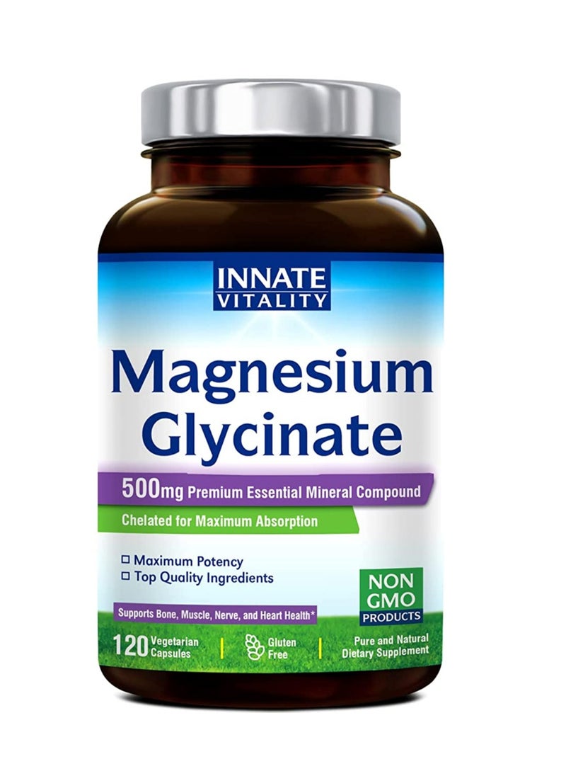 Innate Vitality Magnesium Glycinate 500Mg Per Caps 120 Veggie Caps Chelated For Maximum Absorption 