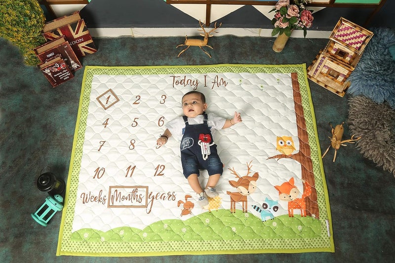 NEW COMERS Milestone Baby Blanket for All Season Multiuse Cotton Blanket Prop for SummerWinterAc Room Blankets for KidsNew Born Monthly Photoshoot TC 80153 135x115x2cm_501 TC 100