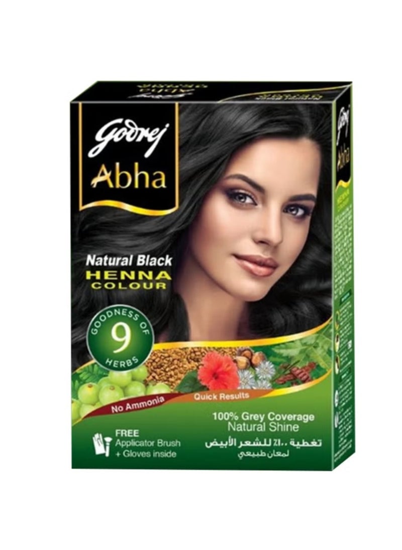 Godrej Abha Henna Hair Color 100% Grey Coverage Natural Black 