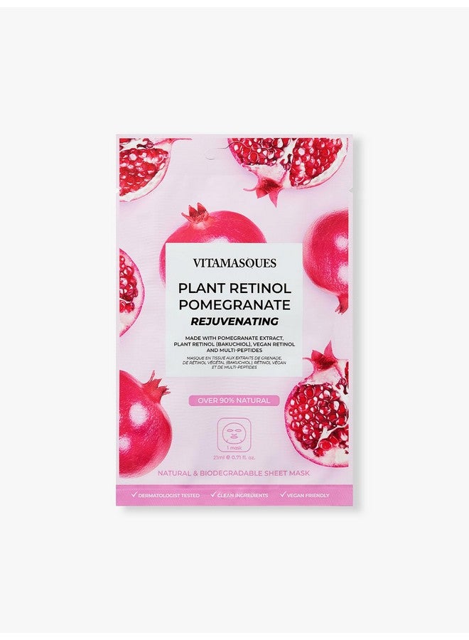 Vitamasques Retinol Pomegranate Face Sheet Mask 7 Pack - Korean Skin Care Facial Mask Rejuvenate & Hydrating Skin Care - Natural & Biodegradable - Image 2