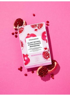 Vitamasques Vitamasques Retinol Pomegranate Face Sheet Mask 7 Pack - Korean Skin Care Facial Mask Rejuvenate & Hydrating Skin Care - Natural & Biodegradable  - Image 3