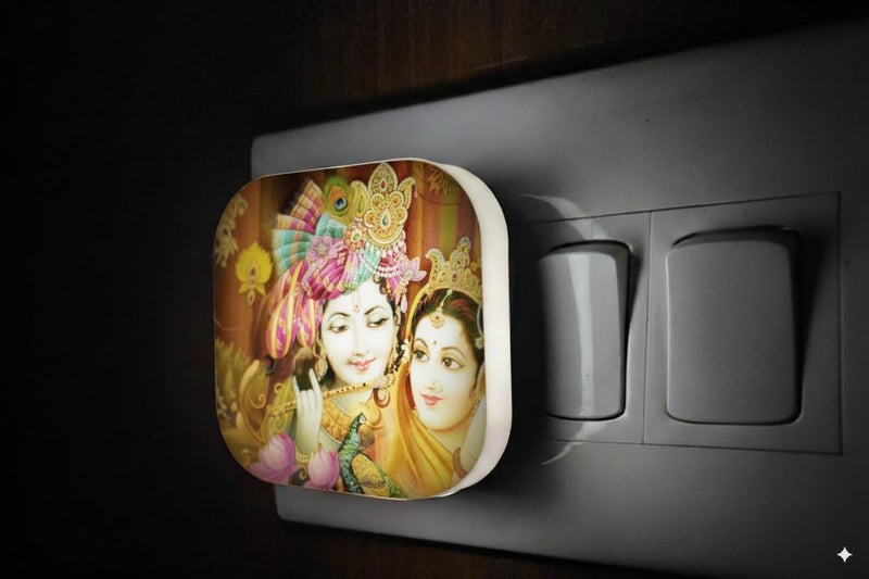HOARD Devine Series Night Lamp 0.5W LED Plug-in Light for Pooja Room (Radha Krishna) - Image 1