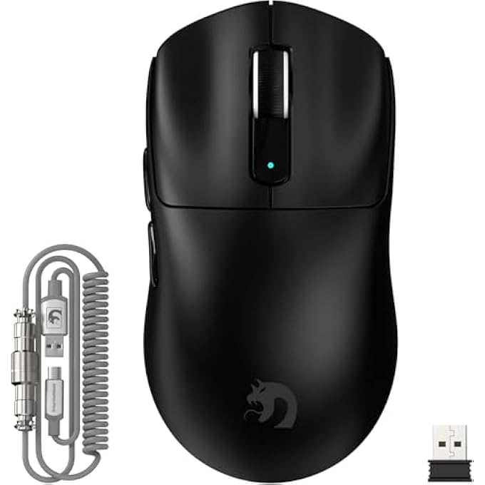 MAMBASNAKE M3 WIRELESS GAMING MOUSE WITH LIGHTWEIGHT 39G,PIXART PAW3395 PRO SENSOR 40K DPI,TRI MODE-2.4G/BLUETOOTH/WIRED,100M CLICKS MICRO SWITCH,COILED CABLE,PROGRAMMABLE FOR WIN PC MAC GAMER(BLACK) - Image 1