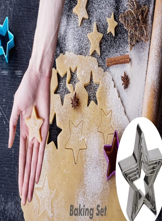 Baking Set Square Cake Ring Stainless Steel Cutter,Star Cookie Cutter Set-5 pcs,Ice Cream Scoop Serving Spoon Cake Cookie Cutter Set Pastry Mold-for 3D Christmas Tree/linzer Cookies(Multiple Product) - Image 3