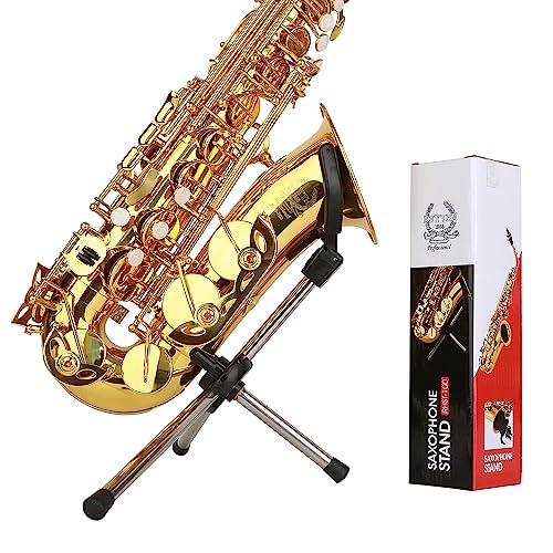 Rhythm Foldable Alto Saxophone Stand Stainless Steel Sax Stand Holder Portable Saxophone Bracket Adjustable Stand