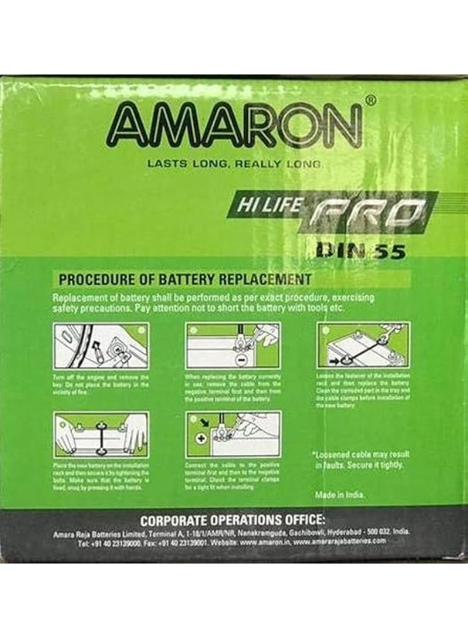 Amaron Car Battery (12V 55Ah DIN55/55559) - Image 2