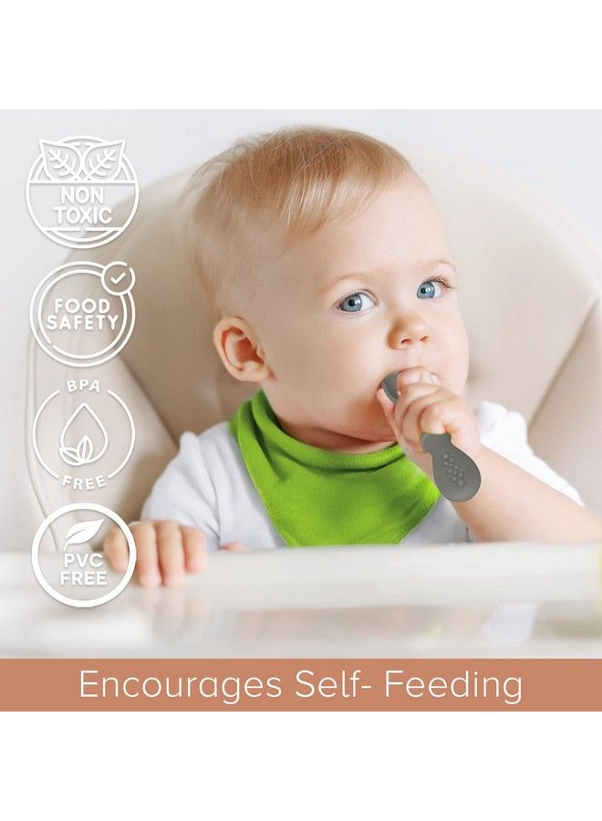 SPERRIC Silicone Baby Spoons For Baby Led Weaning 4 Pack First Stage Baby Feeding Spoon Set Gum Friendly Bpa Lead Phthalate And Plastic Free Great Gift Set (Sunrise;Cool Gray) - Image 3