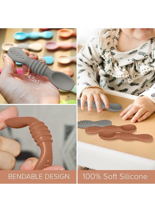 SPERRIC Silicone Baby Spoons For Baby Led Weaning 4 Pack First Stage Baby Feeding Spoon Set Gum Friendly Bpa Lead Phthalate And Plastic Free Great Gift Set (Sunrise;Cool Gray) - Image 5