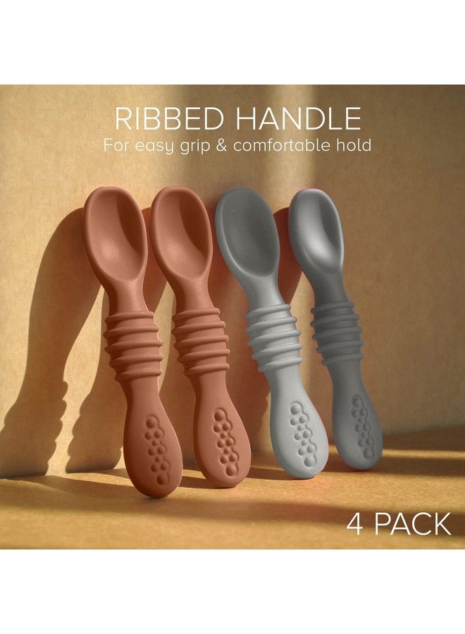 SPERRIC Silicone Baby Spoons For Baby Led Weaning 4 Pack First Stage Baby Feeding Spoon Set Gum Friendly Bpa Lead Phthalate And Plastic Free Great Gift Set (Sunrise;Cool Gray) - Image 4
