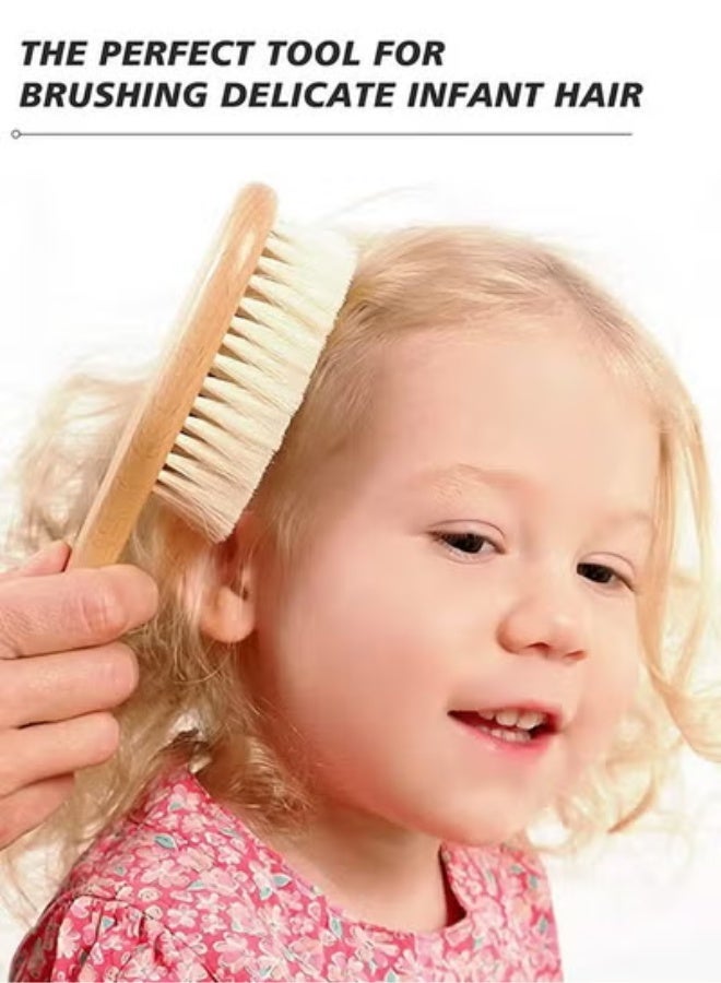 Baby Hair Bush and Comb Set - Nature Lotus Wood with Soft Goat Bristle and Pear Wood Comb for Newborns & Toddlers, Ideal for Cradle Cap - Image 5