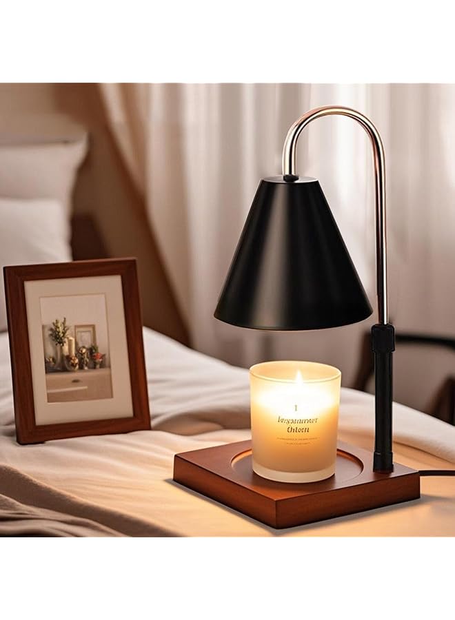 The Bros Candle Warmer Lamp With Dimmer - Melting Wax Lamp With 2 Bulbs, Aromatherapy Melter for Jar Candles, Electric Warmer With Wood Base for Home Bedroom Decoration - Image 1