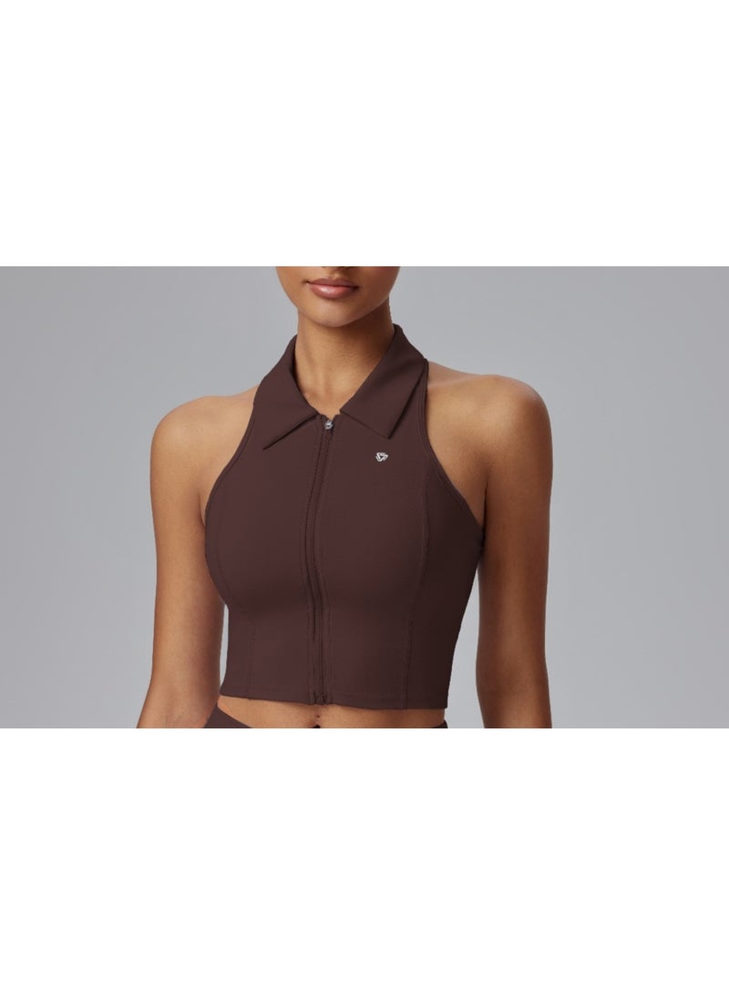 Women Sleeveless Athletic Tank Tops Shirts Full Zip Up T Shirt Slim Fit Yoga Running tennis Sports Tee Shirts Sleeveless Blouse - Image 1