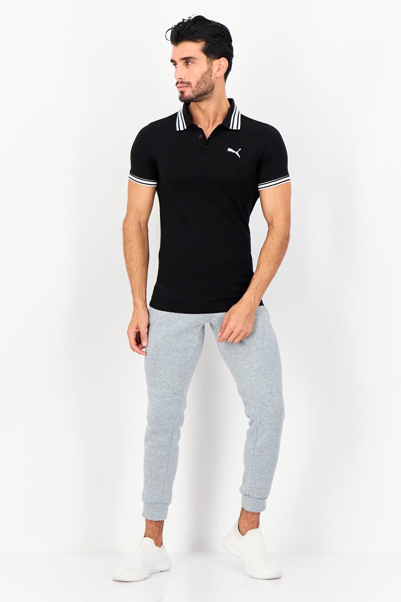 PUMA قميص بولو خارجي قصير الأكمام للرجال من بومة x One8 بتصميم نحيف مع شعار العلامة التجارية، أسود - Image 4