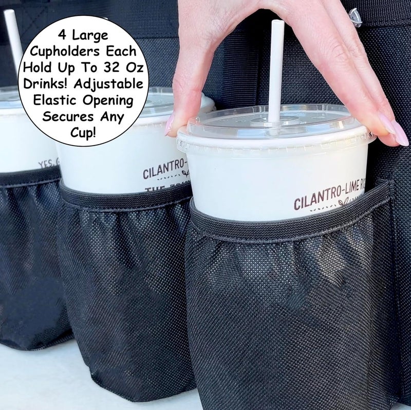 FRESHIE Insulated Food Delivery Bag with Cup Holders/Drink Carriers Premium, for Doordash, Uber Eats, Grubhub, Pizza Bag, Catering, Beverage, Commercial Quality (XL Pro) - Image 4