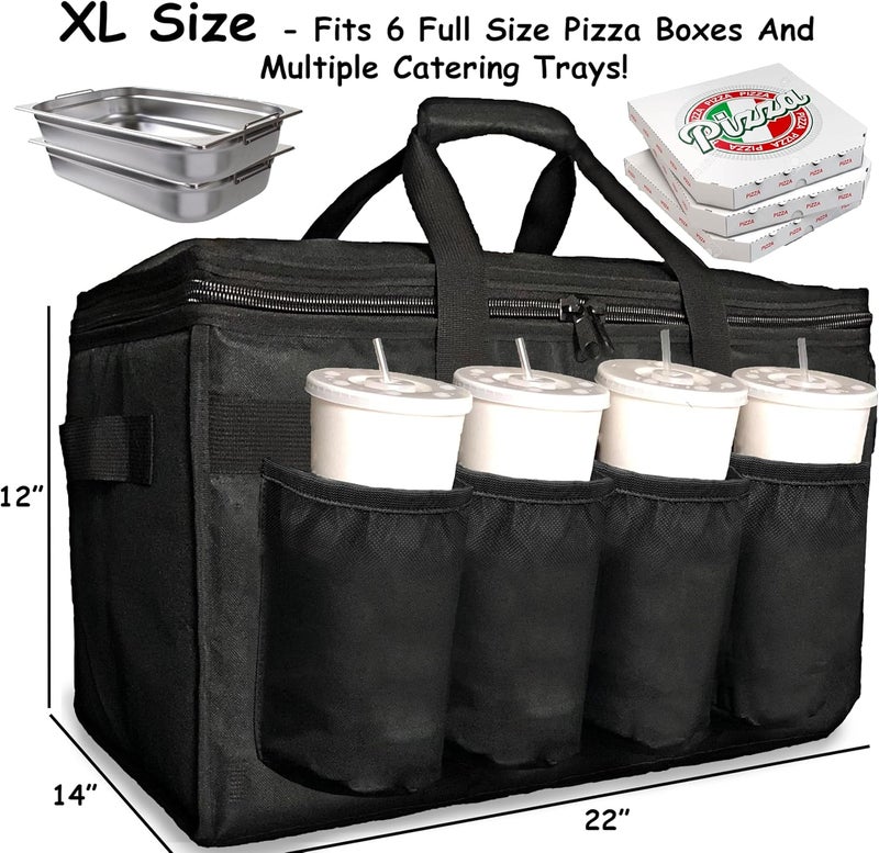 FRESHIE Insulated Food Delivery Bag with Cup Holders/Drink Carriers Premium, for Doordash, Uber Eats, Grubhub, Pizza Bag, Catering, Beverage, Commercial Quality (XL Pro) - Image 5