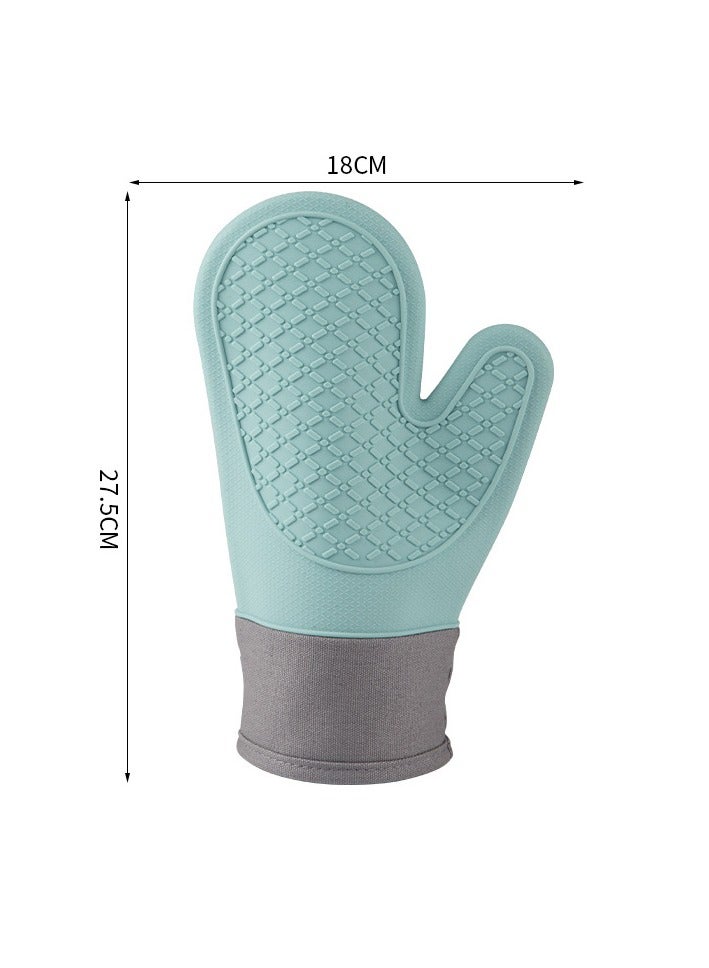 فاصولا زوج واحد من قفازات الفرن القصيرة - قفازات فرن مطبخ سيليكون مقاومة 260درجة مئوية، قفازات فرن صغيرة مع اسطح مانعة للانزلاق وحلقة تعليق للشواء والخبز والطبخ والشواء (أزرق) - Image 2