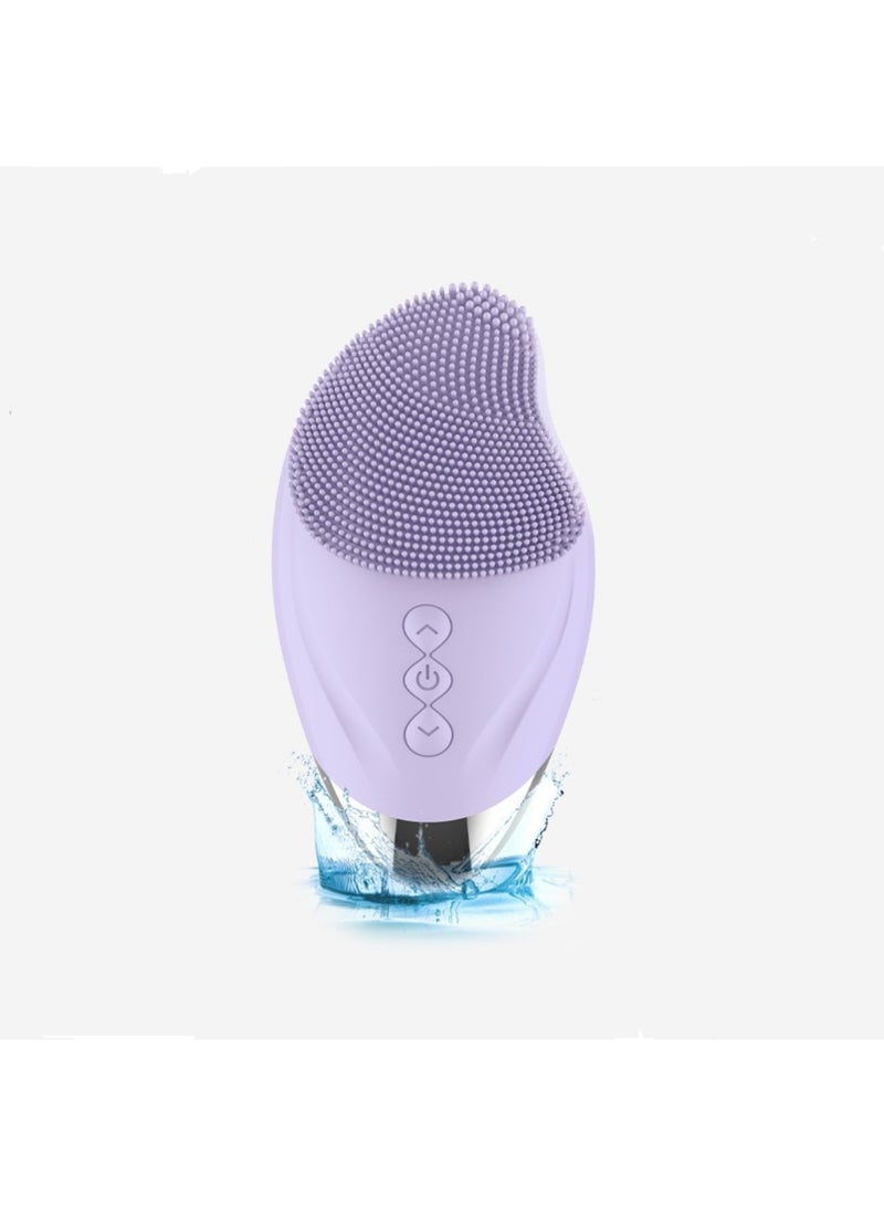 Electric Facial Cleanser USB Rechargeable Beauty Instrument Facial Pore Cleanser Silicone Facial Cleanser Cleansing Brush Purple - Image 1