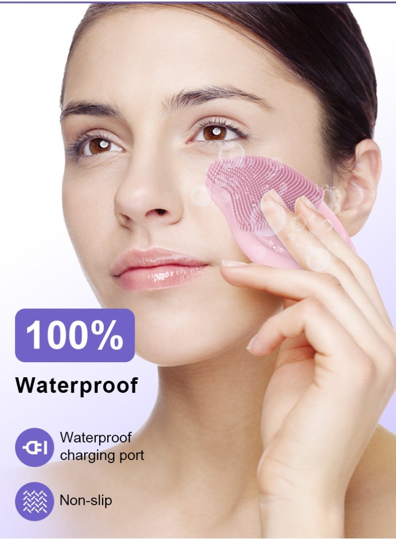 Electric Facial Cleanser USB Rechargeable Beauty Instrument Facial Pore Cleanser Silicone Facial Cleanser Cleansing Brush Purple - Image 4