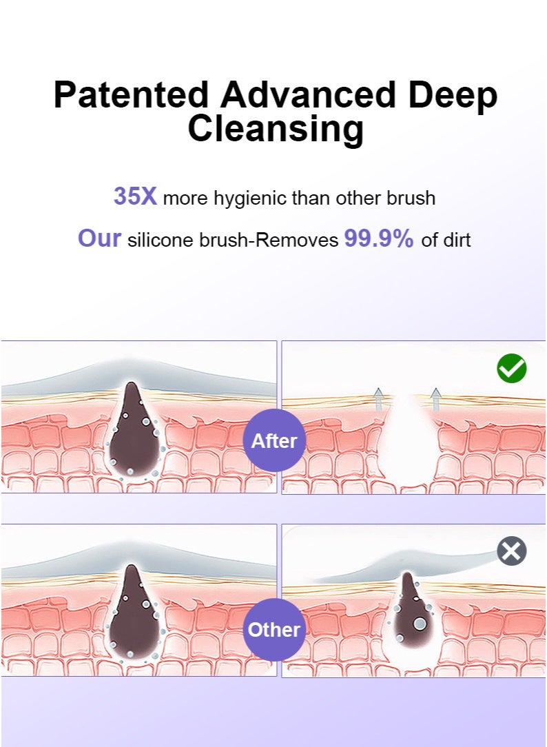 Electric Facial Cleanser USB Rechargeable Beauty Instrument Facial Pore Cleanser Silicone Facial Cleanser Cleansing Brush Purple - Image 5