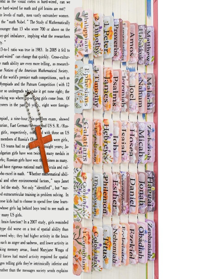 VANRA Bloom Floral Bible Tabs for Women Study Bible 75 Peel-and-Stick Large Print Laminated Bible Index Tabs Flower Bible Journaling Supplies Accessories Book Summaries Labels (Flower 1) - Image 1