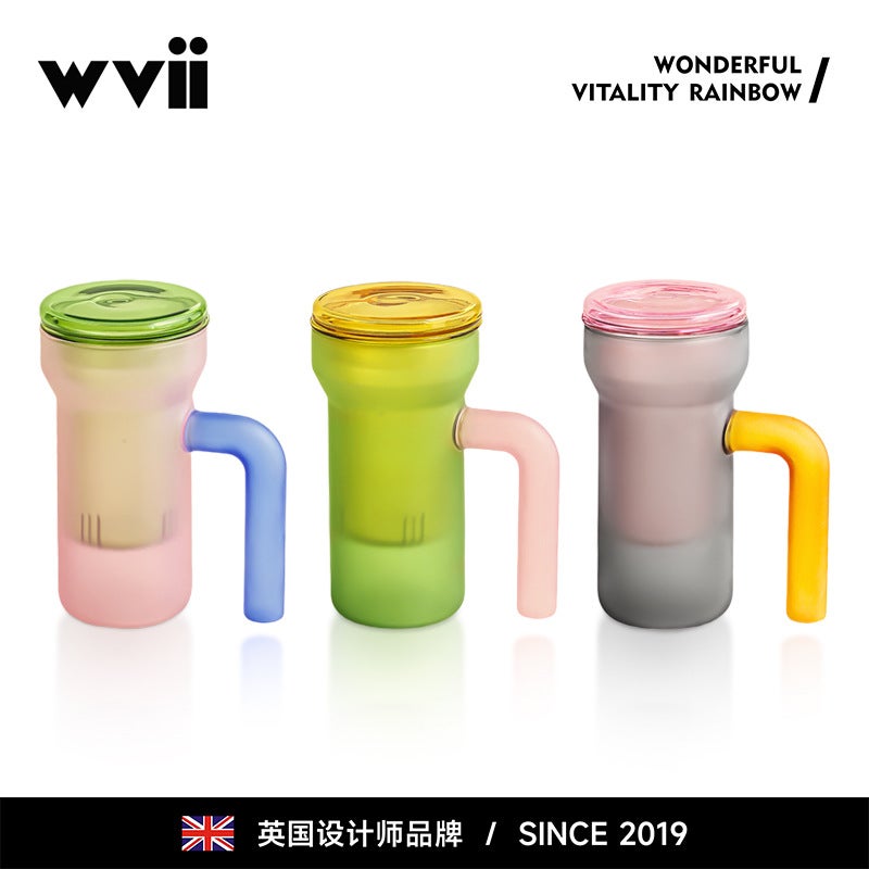 WviI Tea Infuser Glass Cup with Lid and Handle, 380ml - Image 2