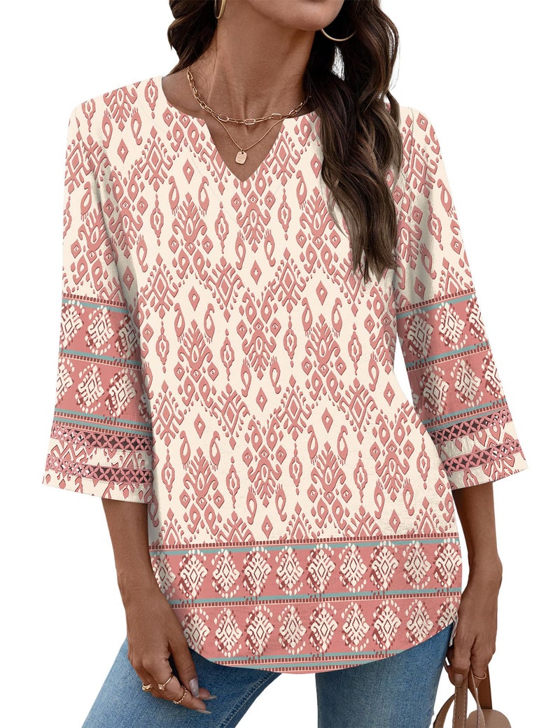 LOMON 3/4 Length Sleeve Womens T Shirts Beach Vacation Clothes for Women Tops for Women Trendy Womens Beach Vacation - Image 3