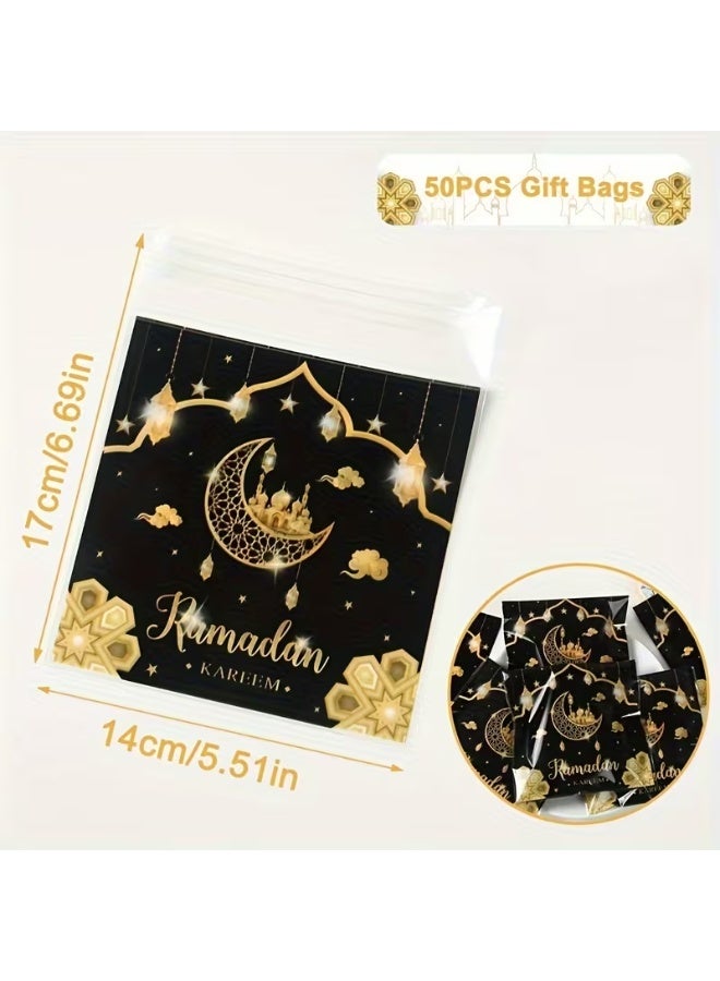 100PCS Eid Mubarak Gift Bags – Islamic Ramadan Candy & Cookie Treat Bags for Eid Al Fitr Party Decorations - Image 4