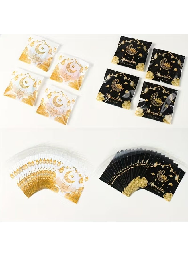 100PCS Eid Mubarak Gift Bags – Islamic Ramadan Candy & Cookie Treat Bags for Eid Al Fitr Party Decorations - Image 1