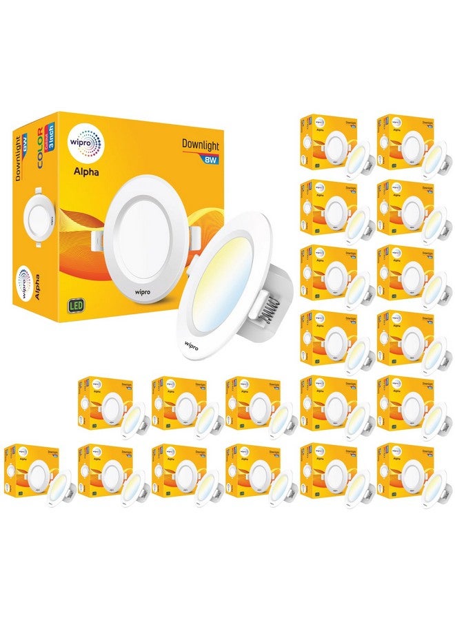 WIPRO صندوق توصيل ضوء دائري وبيبر بولي كربونات 8 واط | درجة حرارة اللون | تصميم خالي من الوهج | ضوء مدمج للسقف المستعار | فتحة ? 3 بوصة | عبوة من 20 - Image 1