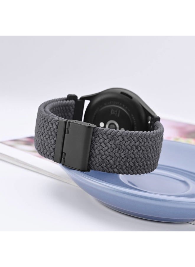 WOCCI 22mm Braided Nylon Watch Band for Men and Women, Quick Release, Black Stainless Steel Buckle (Grey) - Image 2