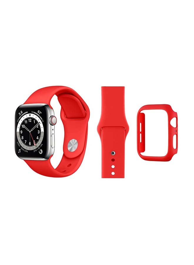 Perfii Bumper Replacement Band For Apple Watch Series 6/SE/5/4 Red