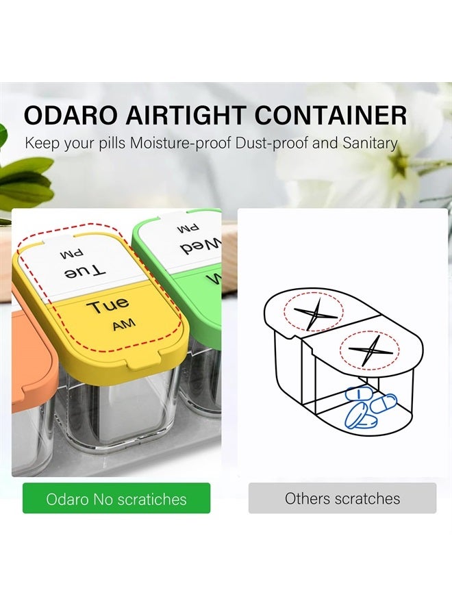 Odaro Extra Large Weekly Pill Organizer 2 Times A Day, Pill Box 7 Day Am Pm to Hold Daily Medicine Vitamin and Supplements for Elders, Arthrtic Patients and Kids - Image 4