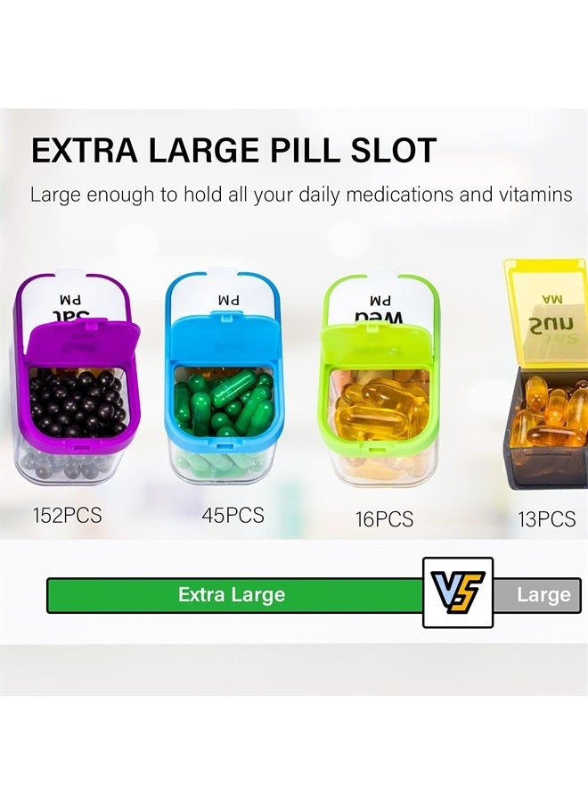 Odaro Extra Large Weekly Pill Organizer 2 Times A Day, Pill Box 7 Day Am Pm to Hold Daily Medicine Vitamin and Supplements for Elders, Arthrtic Patients and Kids - Image 3