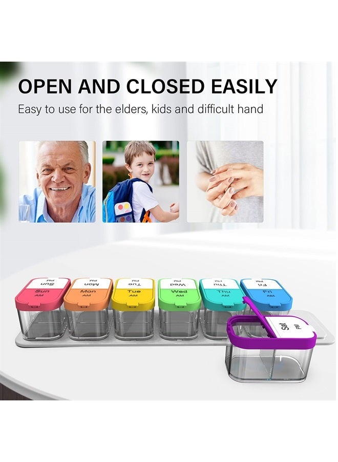 Odaro Extra Large Weekly Pill Organizer 2 Times A Day, Pill Box 7 Day Am Pm to Hold Daily Medicine Vitamin and Supplements for Elders, Arthrtic Patients and Kids - Image 2