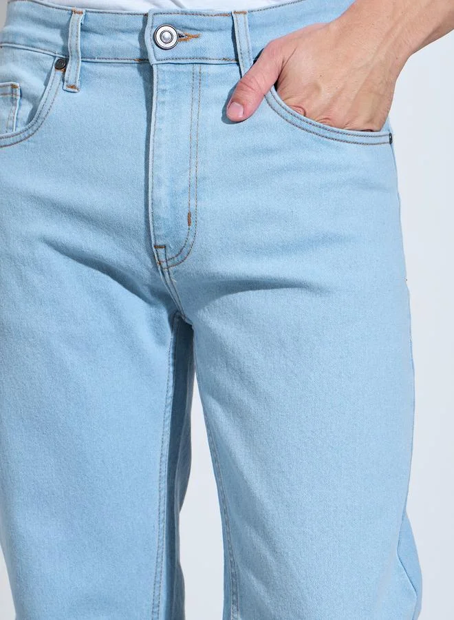 Styli Light Blue Men Light Blue Regular Fit Basic Jeans for Men | Best Price UAE