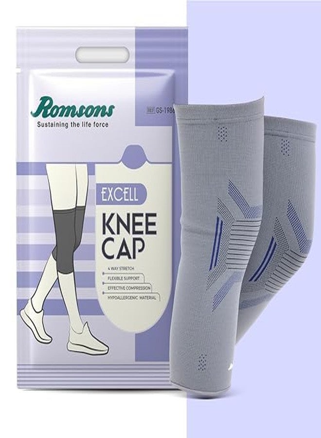 Romsons Excell Knee Cap - 4-Way Stretch Compression Support Sleeve for Knee Pain Relief, Sports Injuries, Arthritis & Post-Surgery Recovery - Large (49–55 cm) - Image 2