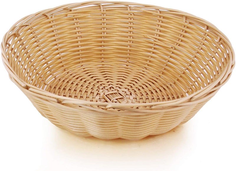 New Star Foodservice 7006940 Food Serving Baskets 9 x 275 inch Round Hand Woven Polypropylene Set of 12 Natural