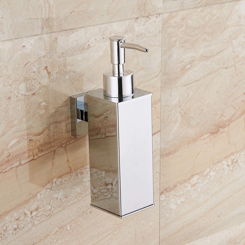 BGL Hand Soap Dispenser Stainless Steel 304 Wall Mount Chrome Soap Dispenser Holder for Bathroom (Chrome, Square) - Image 2