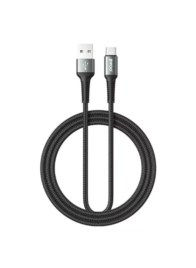 بوو كابل USB-A إلى USB-C نايلون مضفر 1 متر - شحن سريع ومزامنة بيانات، كابل تايب سي لأيفون 15 وسامسونج والأندرويد - أسود (X131C) - Image 3