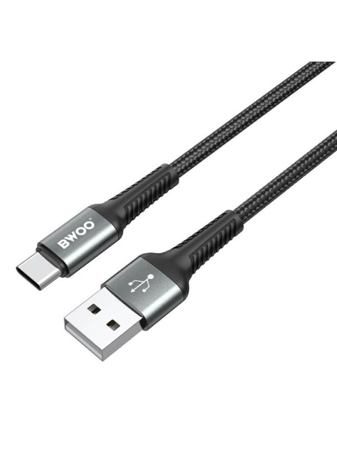 بوو كابل USB-A إلى USB-C نايلون مضفر 1 متر - شحن سريع ومزامنة بيانات، كابل تايب سي لأيفون 15 وسامسونج والأندرويد - أسود (X131C) - Image 4