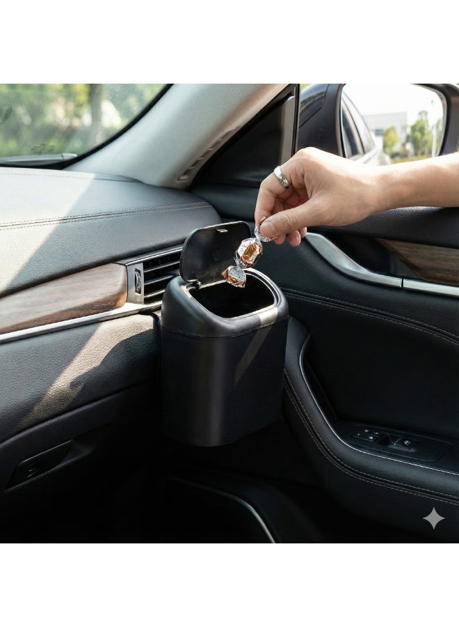 سلة مهملات سيارة بغطاء ضغط Spring Lid – مقاس 16×14.3×8.5 سم – للتخلص من المخلفات داخل السيارة وتنظيمها – صندوق نفايات للسيارة للتعليق على الباب والكونسول - Image 3