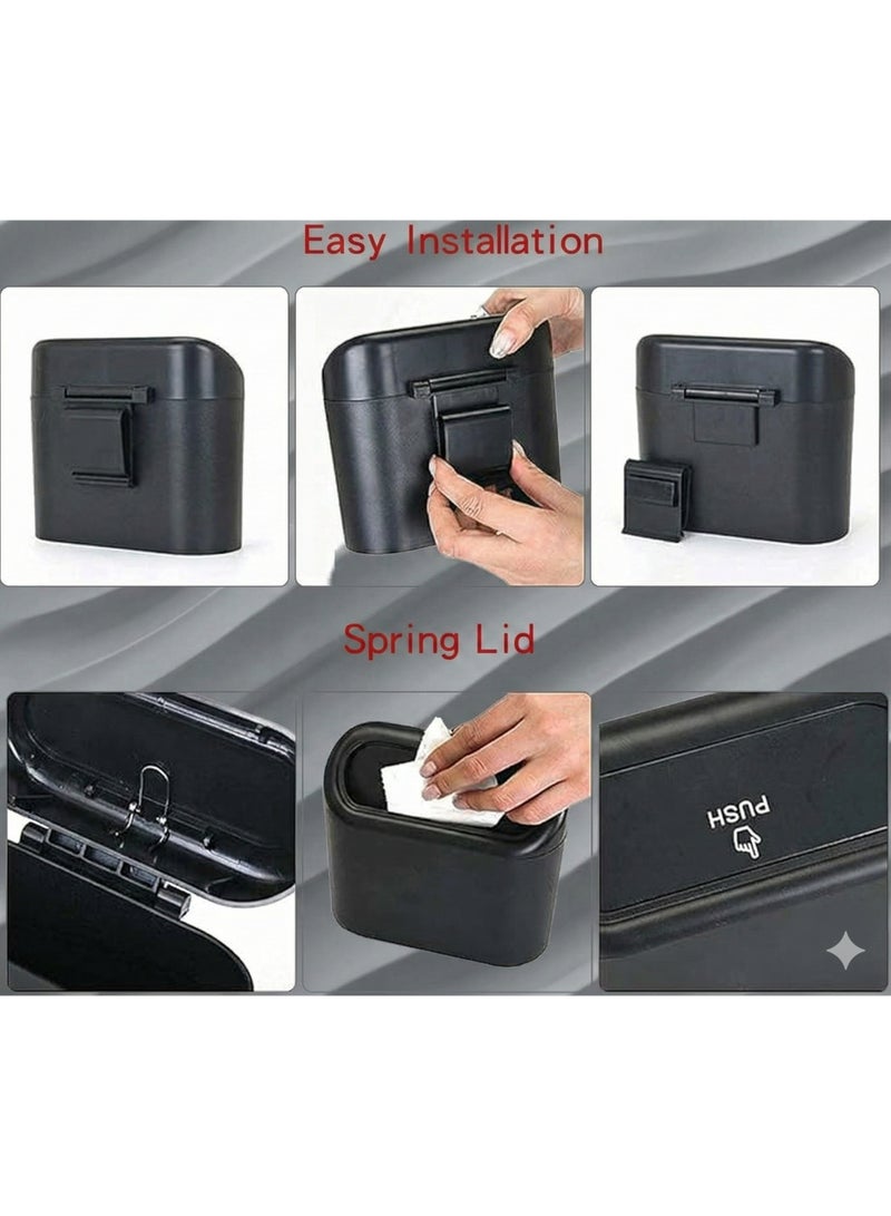 سلة مهملات سيارة بغطاء ضغط Spring Lid – مقاس 16×14.3×8.5 سم – للتخلص من المخلفات داخل السيارة وتنظيمها – صندوق نفايات للسيارة للتعليق على الباب والكونسول - Image 4