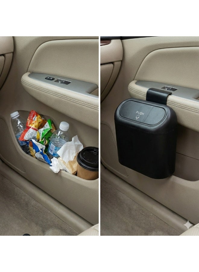 سلة مهملات سيارة بغطاء ضغط Spring Lid – مقاس 16×14.3×8.5 سم – للتخلص من المخلفات داخل السيارة وتنظيمها – صندوق نفايات للسيارة للتعليق على الباب والكونسول - Image 5