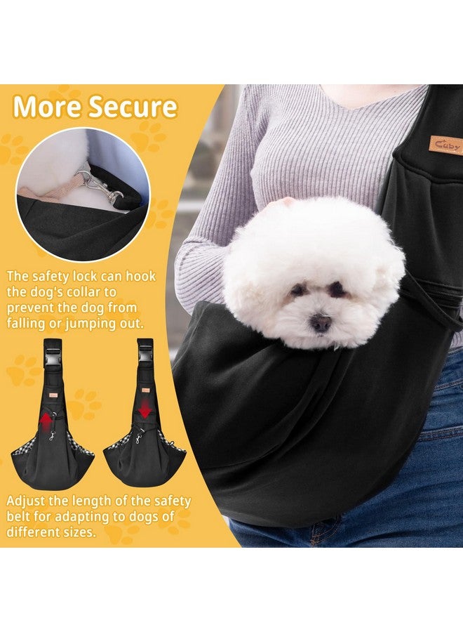 CUBY Dog and Cat Sling Carrier, Hand-Free Dog Carrier Slings with Adjustable Straps Pocker, Puppy Slings Carrier for Small Dogs Cats Outdoor Travel Bag(Black, M-Adjustable Strap) - Image 3