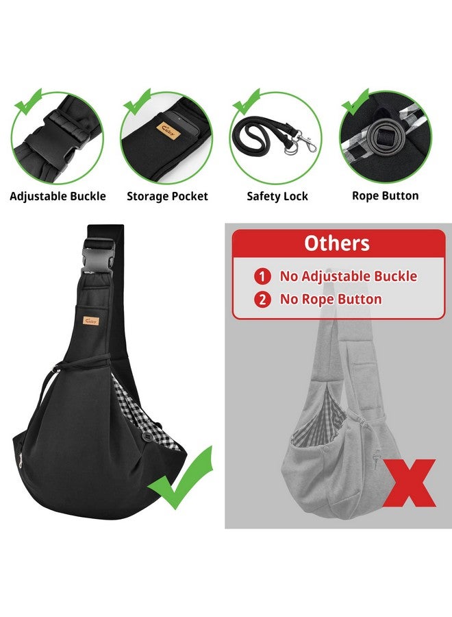 CUBY Dog and Cat Sling Carrier, Hand-Free Dog Carrier Slings with Adjustable Straps Pocker, Puppy Slings Carrier for Small Dogs Cats Outdoor Travel Bag(Black, M-Adjustable Strap) - Image 2