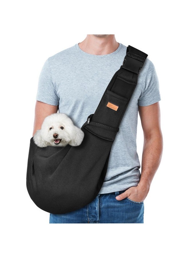 CUBY Dog and Cat Sling Carrier, Hand-Free Dog Carrier Slings with Adjustable Straps Pocker, Puppy Slings Carrier for Small Dogs Cats Outdoor Travel Bag(Black, M-Adjustable Strap) - Image 1