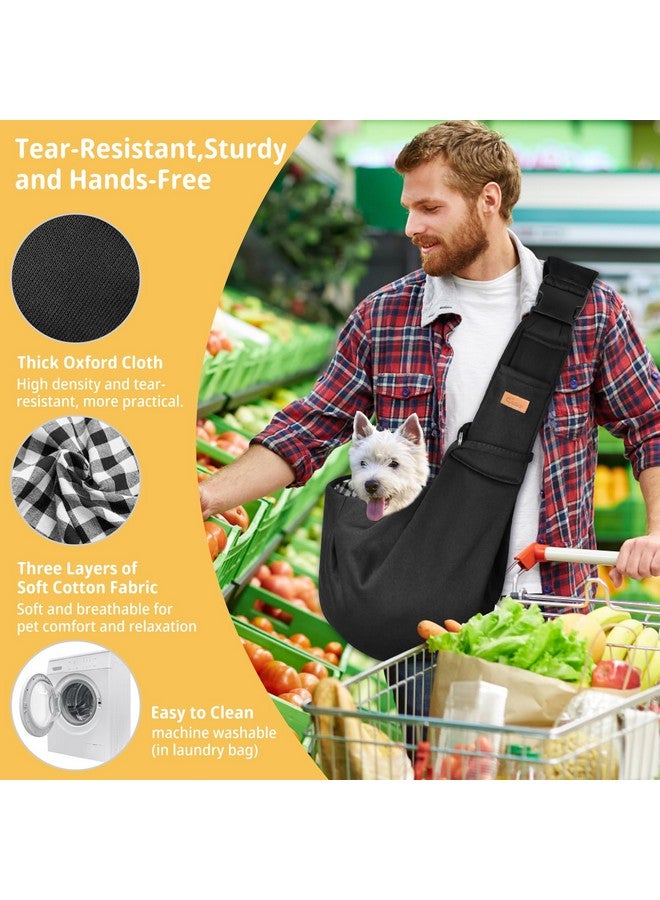 CUBY Dog and Cat Sling Carrier, Hand-Free Dog Carrier Slings with Adjustable Straps Pocker, Puppy Slings Carrier for Small Dogs Cats Outdoor Travel Bag(Black, M-Adjustable Strap) - Image 4