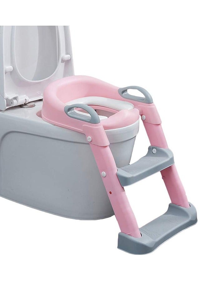 MIXDE Potty Training Seat with Step Stool Ladder,Potty Training Toilet for Kids Boys Girls, Toddlers-Comfortable Safe Potty Seat with Anti-Slip Pads (Pink) - Image 1