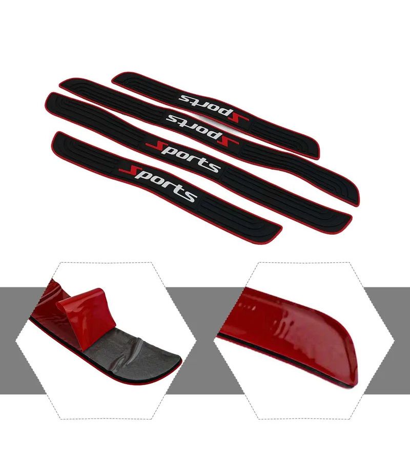 4pcs Car Door Sill Protector Black Scuff Plate Cover Sleek Waterproof Design Long Lasting - Image 1